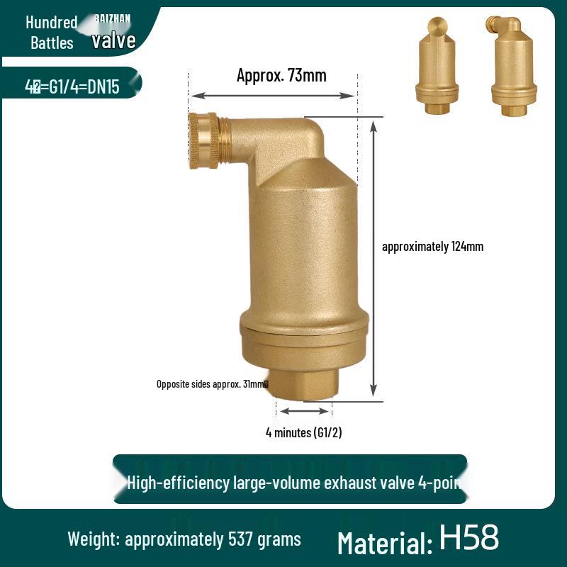 Válvula Automática de Purga de Aire de Latón para Tuberías de Agua y Sistemas HVAC - Válvula de Purga/Liberación 1/2", 3/4", 1"