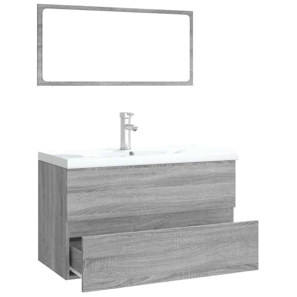 Bathroom Furniture Set Gray Sonoma Particleboard