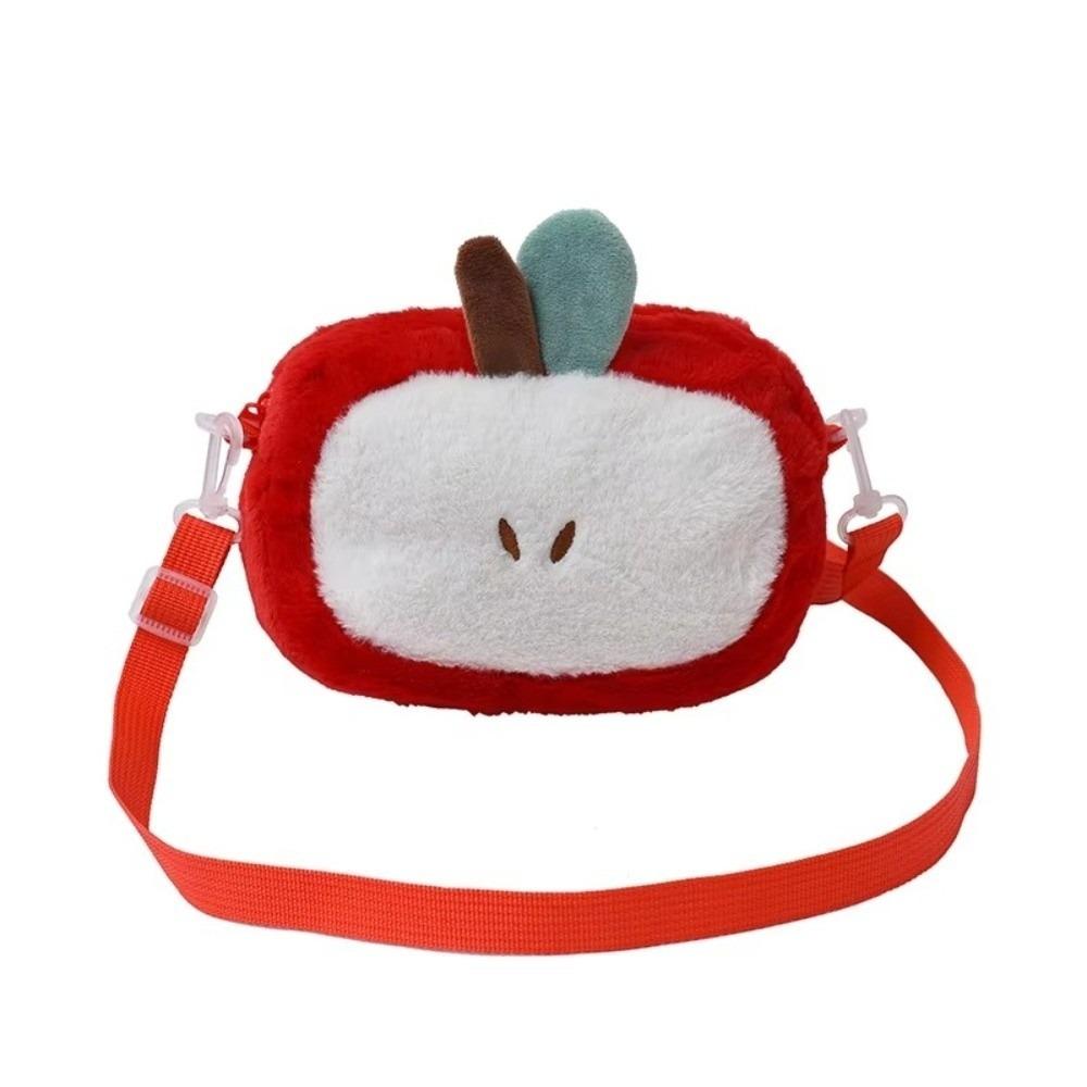 Soft Plush Crossbody Bag Red Small Mobile Phone Bag Kawaii Fruit Shoulder Bag Girls