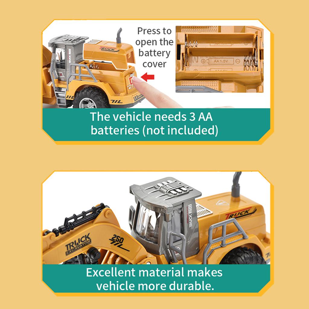 Construction Loader Excavator Toy,  Wireless Remote Control Excavators Digger Vehicles Engineering Car Toys Excluding Batteries