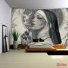 1 piece 2D flat dark gothic-punk spiritualist gothic nun background banner suitable for parties.PMJ