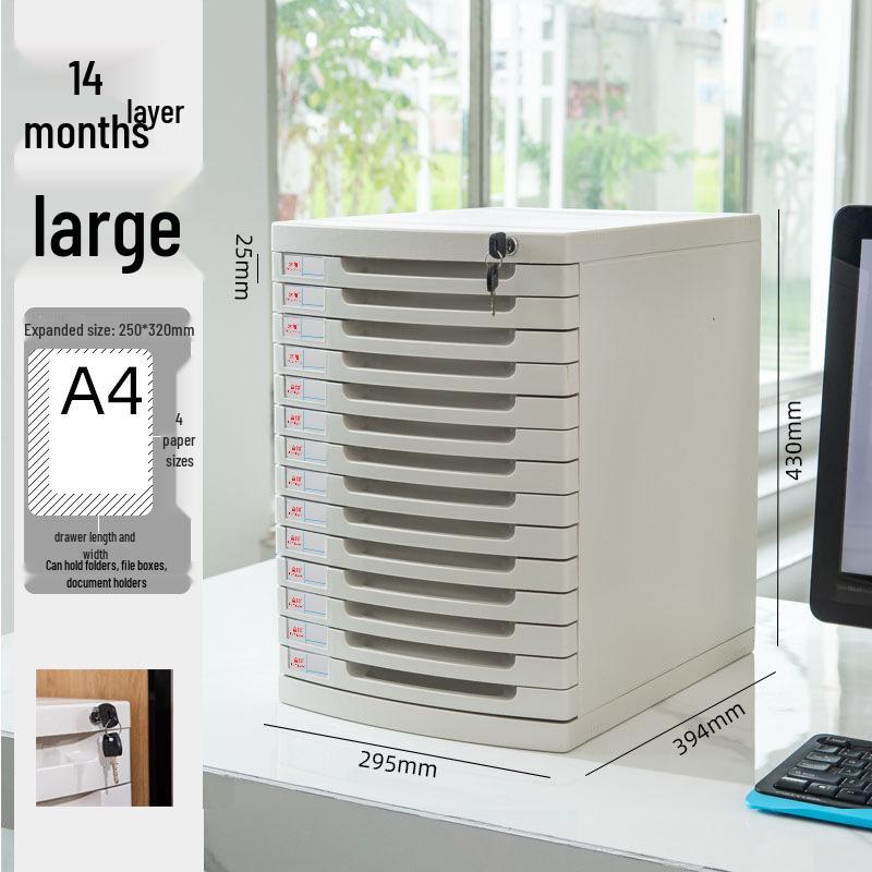 Abschließbarer mehrschichtiger A4-Desktop-Aktenschrank und Aufbewahrungsbox
