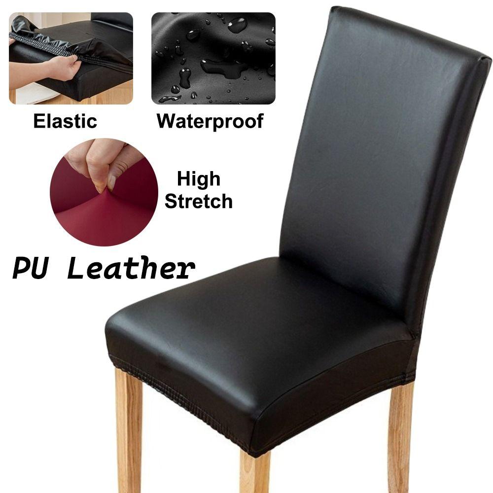 PU Leather Dining Chair Cover Waterproof Elastic Chair Cover New Chair Protectors  Home
