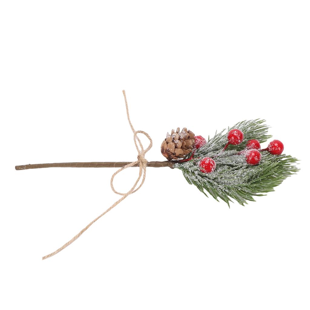 10pcs Artificial Berry Branches Pine Cones Holly Stem Craft Winter Holiday Pine Picks for Crafts Xmas Tree Ornaments