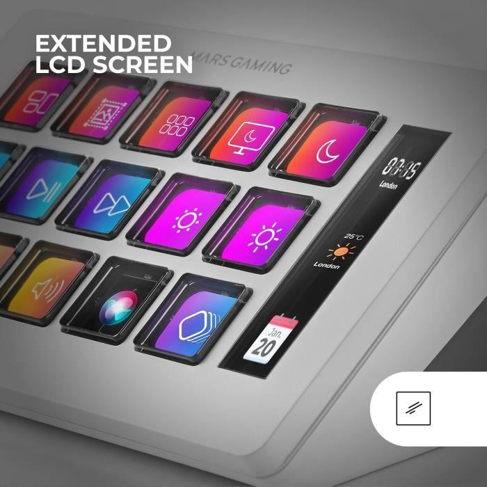 Contrôle Deck - Mars Gaming - MSD-One - 15 Touches LCD Personnalisables - Écran LCD Agrandi - Windows et MacOS