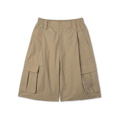 APOSTROPHE COMMA Cotton Nylon Cargo Bermuda Pants_Beige