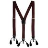 [Bowties.jp] Clip/Button 2-Way Suspenders - Solid Colors: Navy, Burgundy, Brown, Gray, Khaki (Brown)