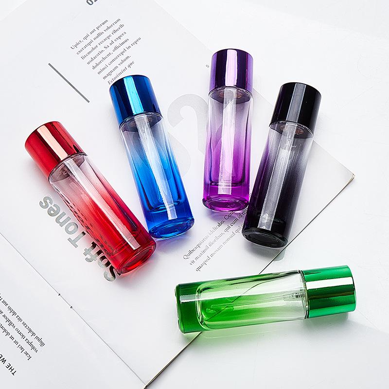 Gradient Cylindrical Perfume Spray Bottle - High Aesthetic Empty Decanting Sample Bottle