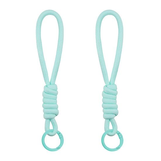 2Pcs Braided Rope Pendant Lightweight High-Elastic Keychain Holder with Reinforced Knot Design Macaron Color Mobile Phone Case Lanyard