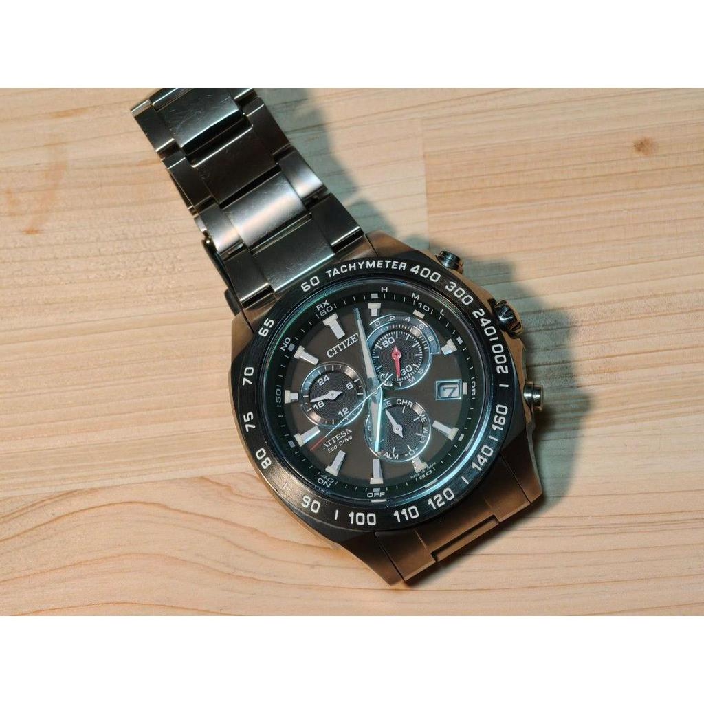 Used CITIZEN Quartz Analog Watch E610-T016251 ATTESA Solar Radio Eco Drive Chronograph