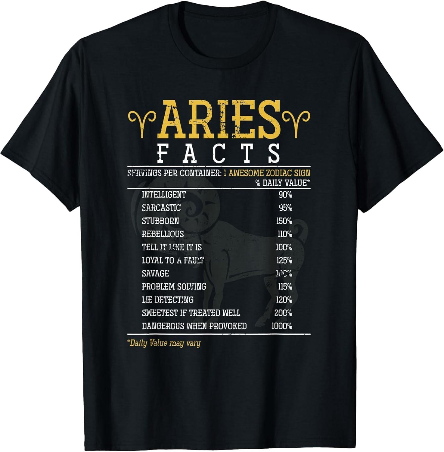 NEW LIMITED! Aries Facts Zodiac Sign Horoscope Tee - MADE IN USA M