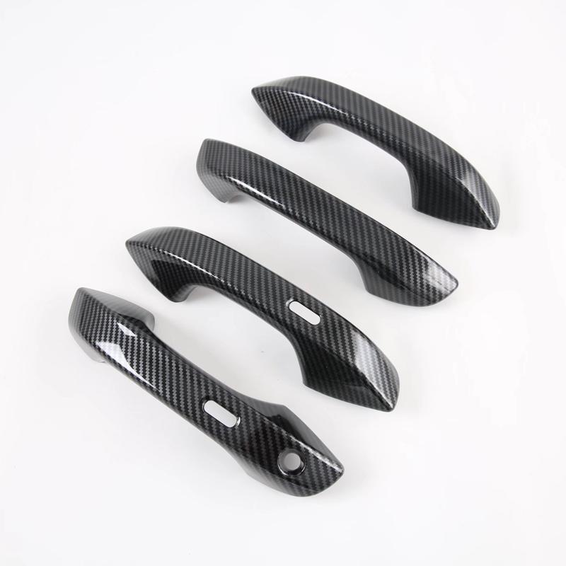 For Seat Leon FR MK4  LHD Carbon Fiber Color Door Handle Cover ABS Decoration Protector Chrome Trim With 2 Smart Set