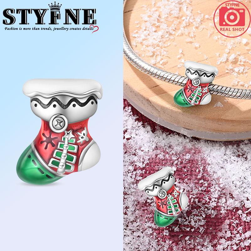 Copper Snowflake Christmas Socks Boots Coffee Penguin Charms Beads Brand Bracelet Exquisite Diy Jewelry Making Women'S Gift