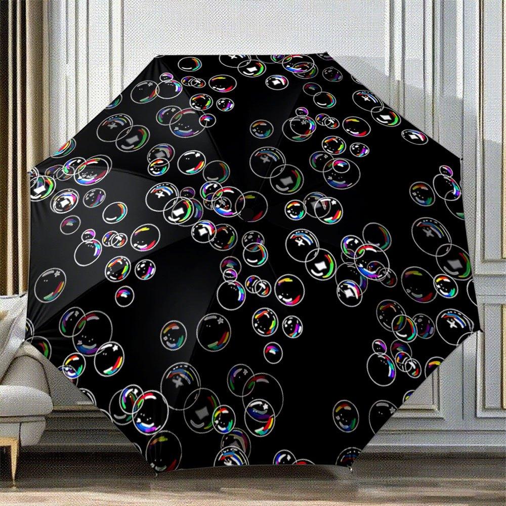 

Automatic Folding Umbrella with Color-Changing Soap Canopy - Self-Opening/ Closing, 8-Rib Compact Portable Collapsible Design, (as the picture,iron&8K)