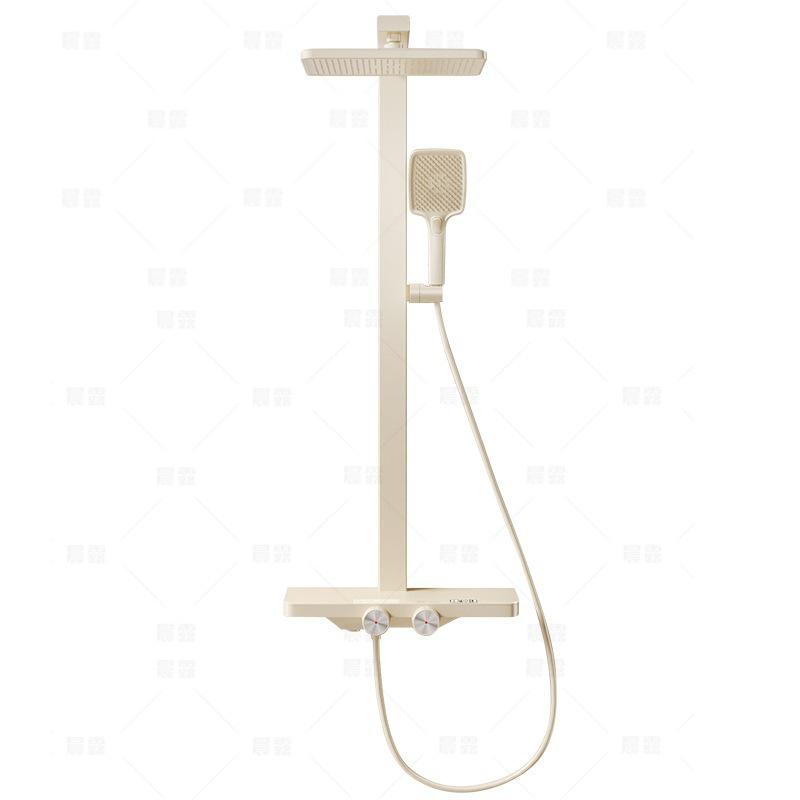 Pressurized All-Copper Shower Head with Gray Digital Display and Storage Set