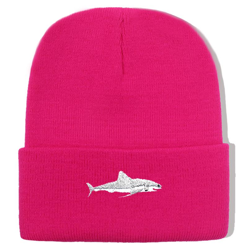 Shark Embroidery Knitted Beanie with Ear Protection for Autumn/Winter - Unisex Casual Hat