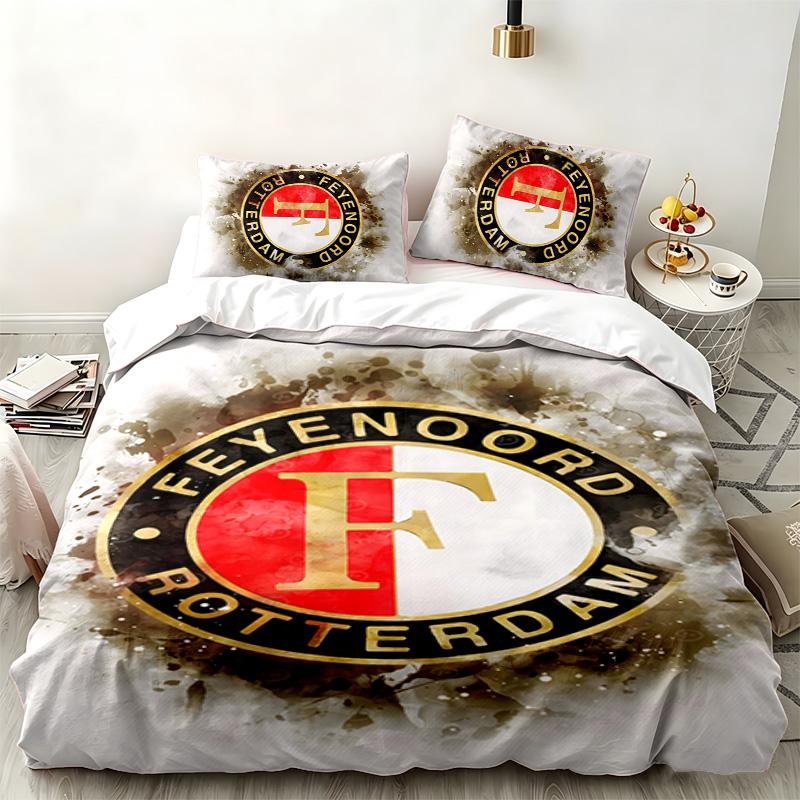 Feyenoord Rotterdam Set de 3 piezas Perfecto para uso en el dormitorio Cómodo juego de cama incluye una funda nórdica y dos fundas de almohada Ideal regalo de cumpleaños o Navidad