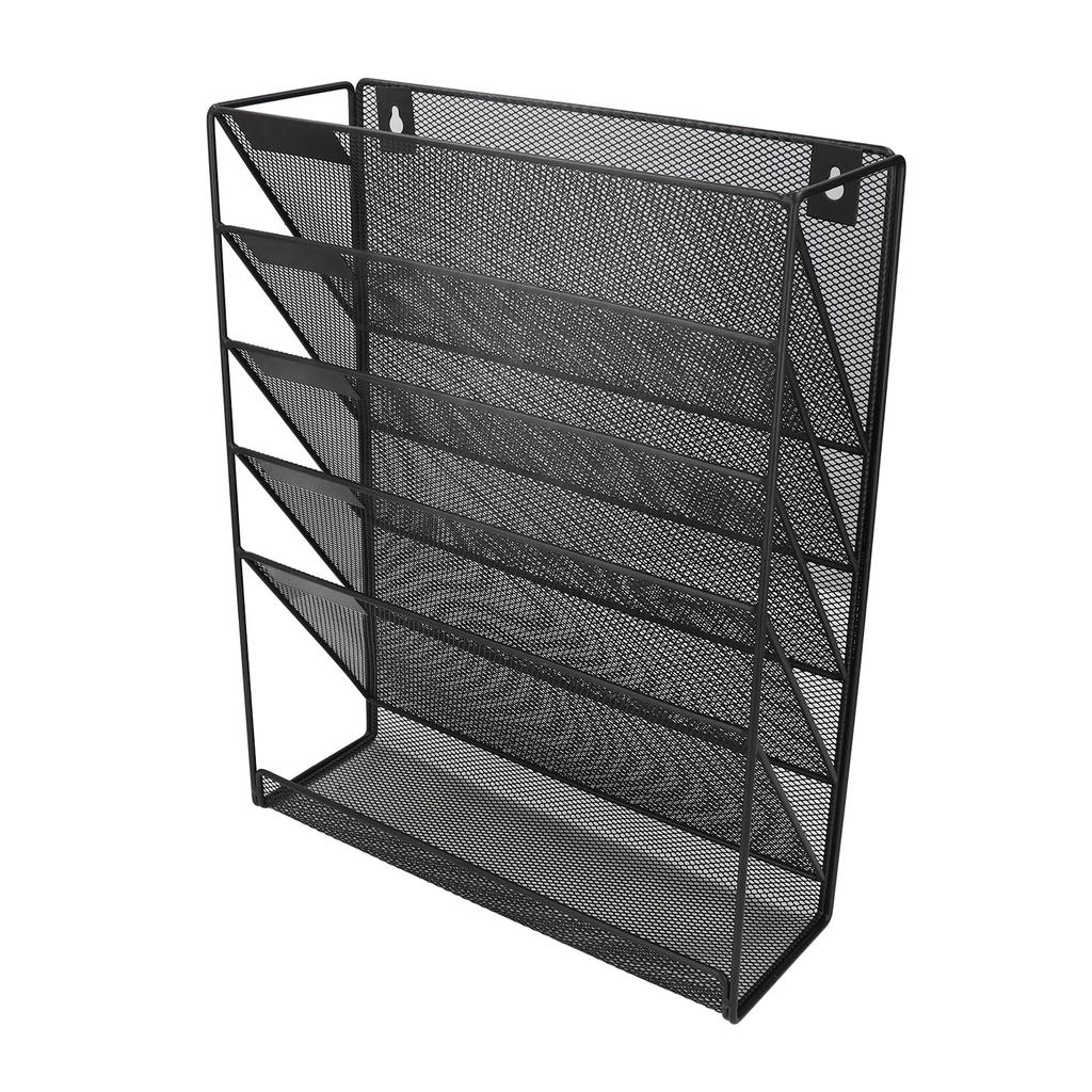 Wall File Organizer 5 Pockets Durable Metal Space Saving Wall Mount Wall File Holder for File Document Notebook