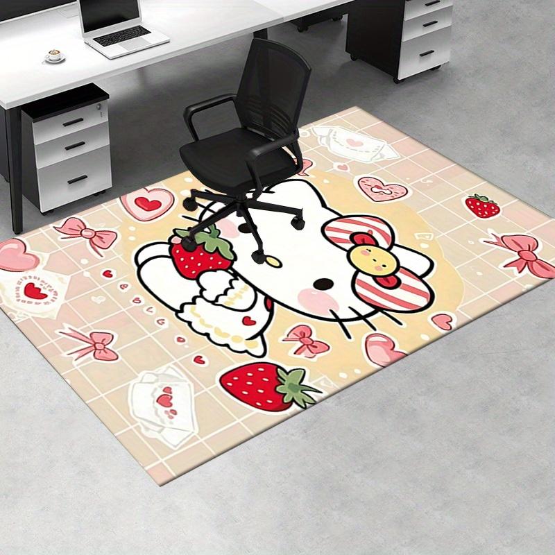 Office Rug Hello Kitty, Strawberry Anti-Slip Rug, Machine Washable for Living Room, Bedroom, Office, Multiple Sizes, Bedroom Mat, Decorative Mat, Dura