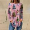 Tee Shirts For Women Casual Round Neck Long Sleeve Shirts Christmas Printing Top Pullover