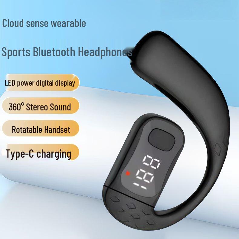 B01 Bluetooth Sports Earphones, Over-Ear & In-Ear, with Digital Display, Secure Fit, Universal for Both Ears