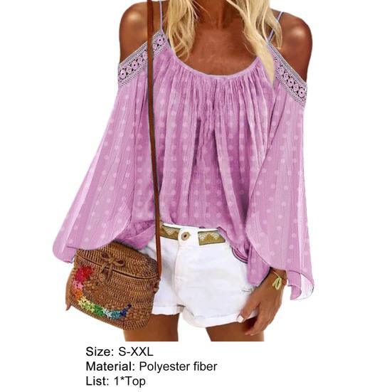 Lace Patchwork Off-Shoulder Blouse