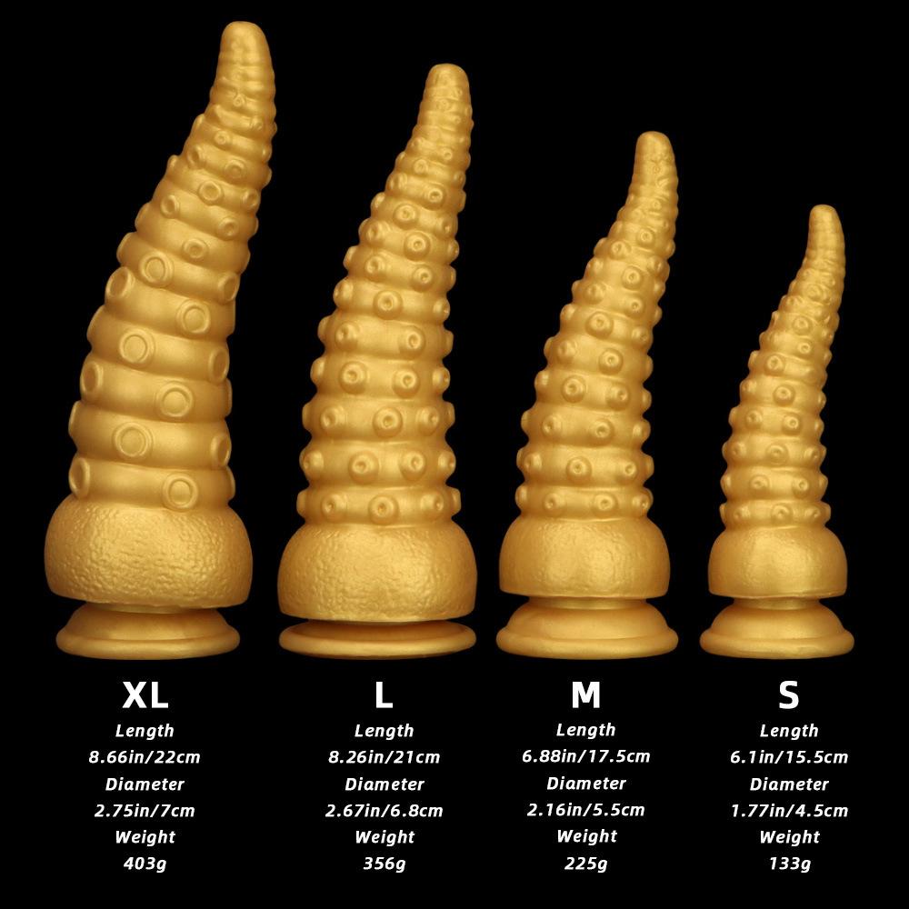 Extra Large Gold Silicone Threaded Vibrator Anal Plug Anal Diverter Dildo Sex Toy Realistic Penis Big Dick