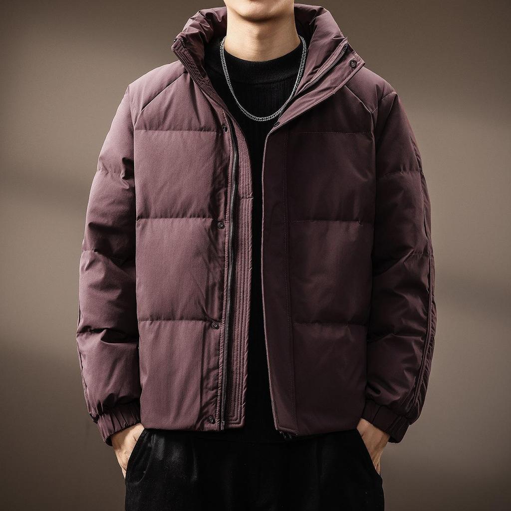 Men's Luxury Stand Collar White Duck Down Jacket - Thick, Warm, and Fluffy Winter Coat