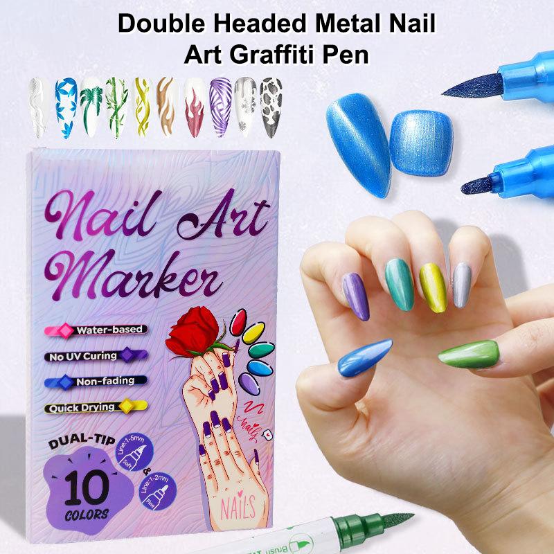 

10Pcs/Set Colourful Waterproof Nail Art Graffiti Pen Diy 3D Nail Art Drawing Pen Abstract Line Manicure Tool Painting Liner onesize