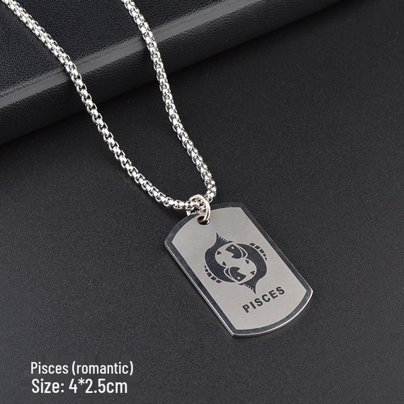 

Намисто з титанової сталі «Дванадцять сузір їв» - Підвіска в стилі хіп-хоп стрітвір для чоловіків та жінок, Універсальний аксесуар для нічного клубу, Ланцюжок для светра для пари