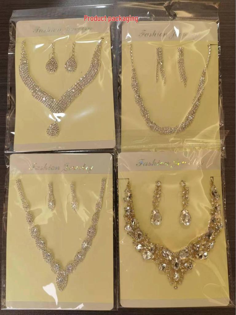 Elegantes Diamant-Tropfen-Blumen-Quasten-Halskettenset