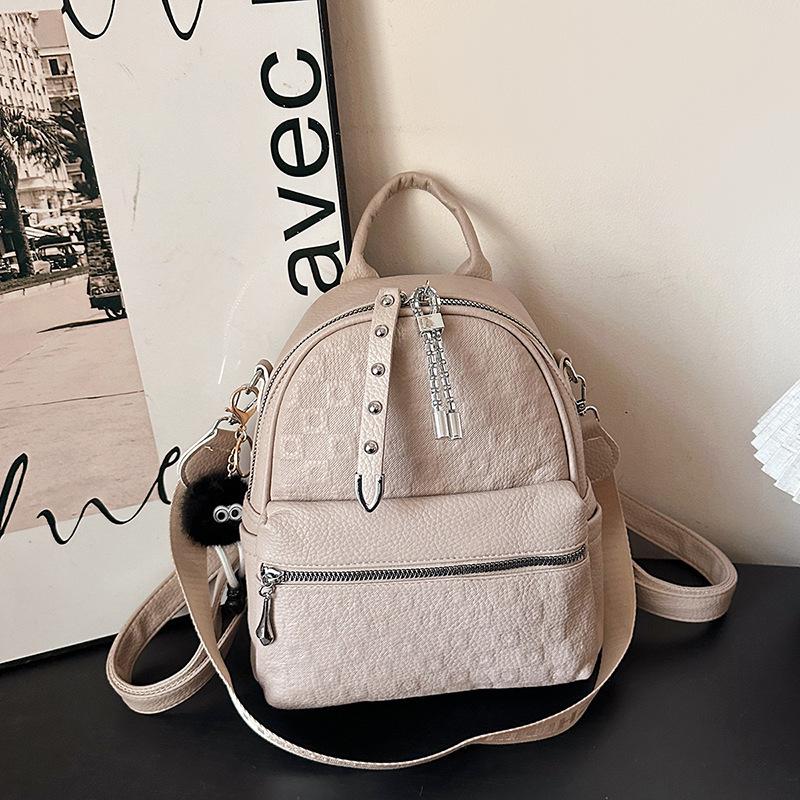 Schoolbag Backpack Women's Backpack New Large Capacity Solid Color Backpack Premium Sense Travel Black Fashion Backpack