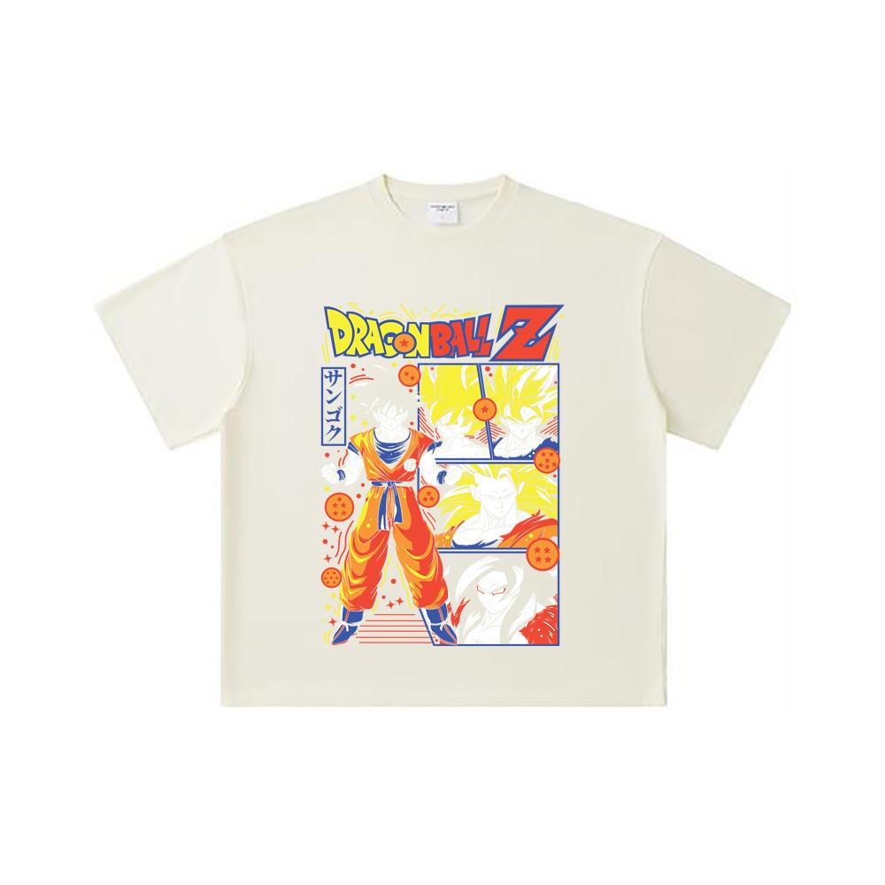 260 GSM Double Yarn 32 Count 100% Cotton Dragon Ball V56 Goku Print Unisex Heavy Cotton T Shirt