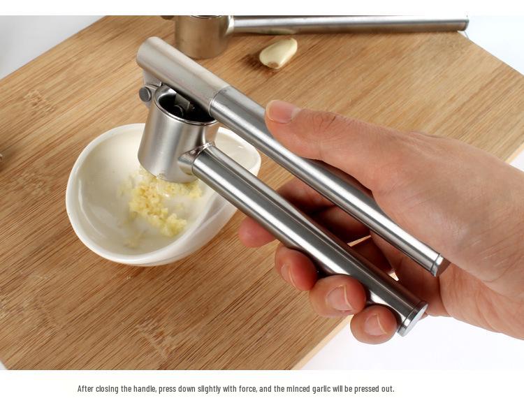 304 Stainless Steel Garlic Press and Peeler Set - Mincer, Masher, and Puree Maker for Home Use