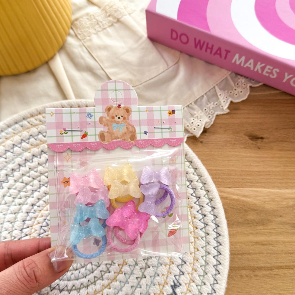 Inel colorat dulce și drăguț pentru păr cu iepuraș și ursuleț Bandă de cauciuc mică pentru copii Sfoară mică pentru legat părul copiilor Accesorii de păr