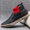 Casual High-top Leather Shoes 2025 Winter Velvet Cotton Shoes Trend Lazy Shoes One-pedal Martin Boots Darth Vader Men's Shoes