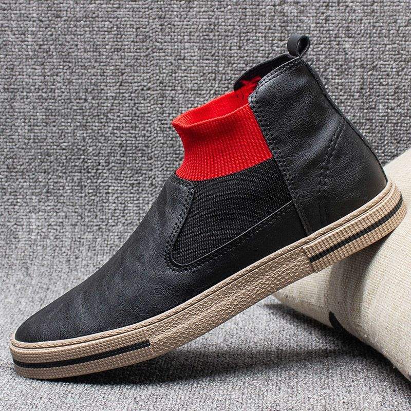 Casual High-top Leather Shoes 2025 Winter Velvet Cotton Shoes Trend Lazy Shoes One-pedal Martin Boots Darth Vader Men's Shoes