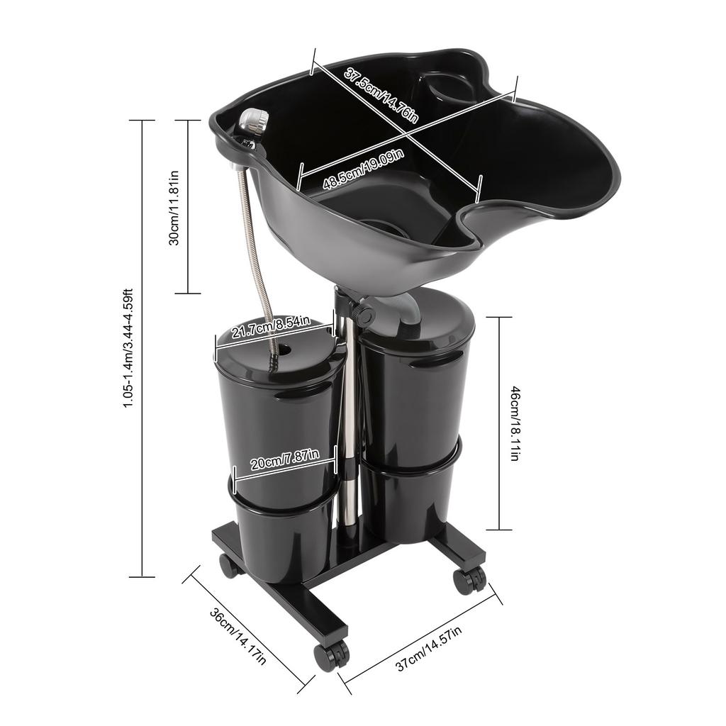 Portable Hairdressing Salon Basin 2 Buckets Hair Washing Sink Shampoo Wash Bowl Stainless Steel for Salon Stylists, Nursing Care