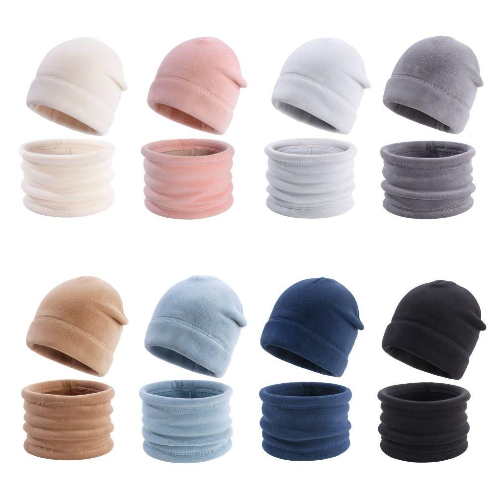 Cartoon Children Hat Scarf Set Solid Color Kids Beanies Sets Winter Season