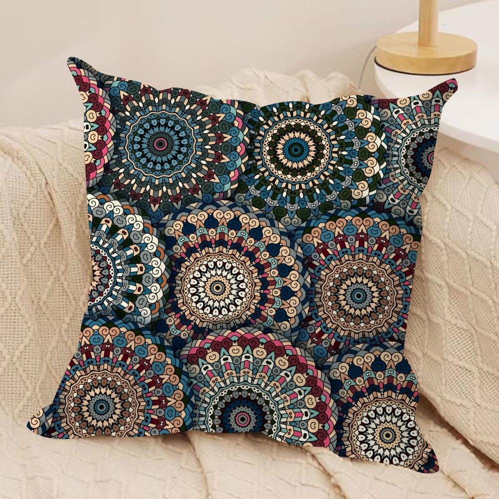 Red Ethnic Style Shading Cushion Cover Soft Plush Fabric DoubleSided Printed Sofa Cushion Cover for All Seasons Home Decor Gift