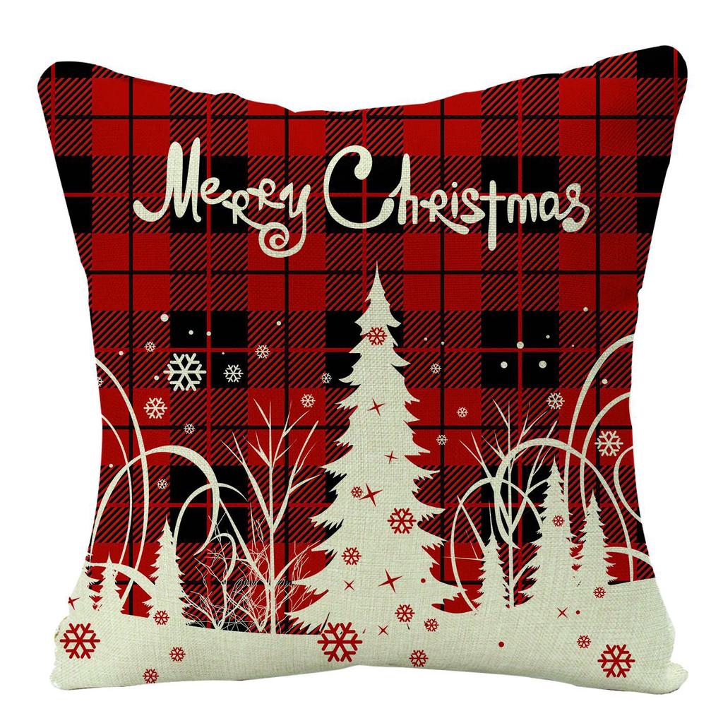 Christmas 40pcs Linen Pillowcase Festive Home Sofa Decoration Pillow Cushion Cover