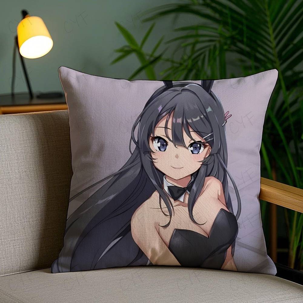Sexy Anime M-Mai Sakurajima Pillow Case Custom Printed Brushed Fleece Pillow, Baby Skin-Touch, Eco-Friendly Dye-Sublimation Cush