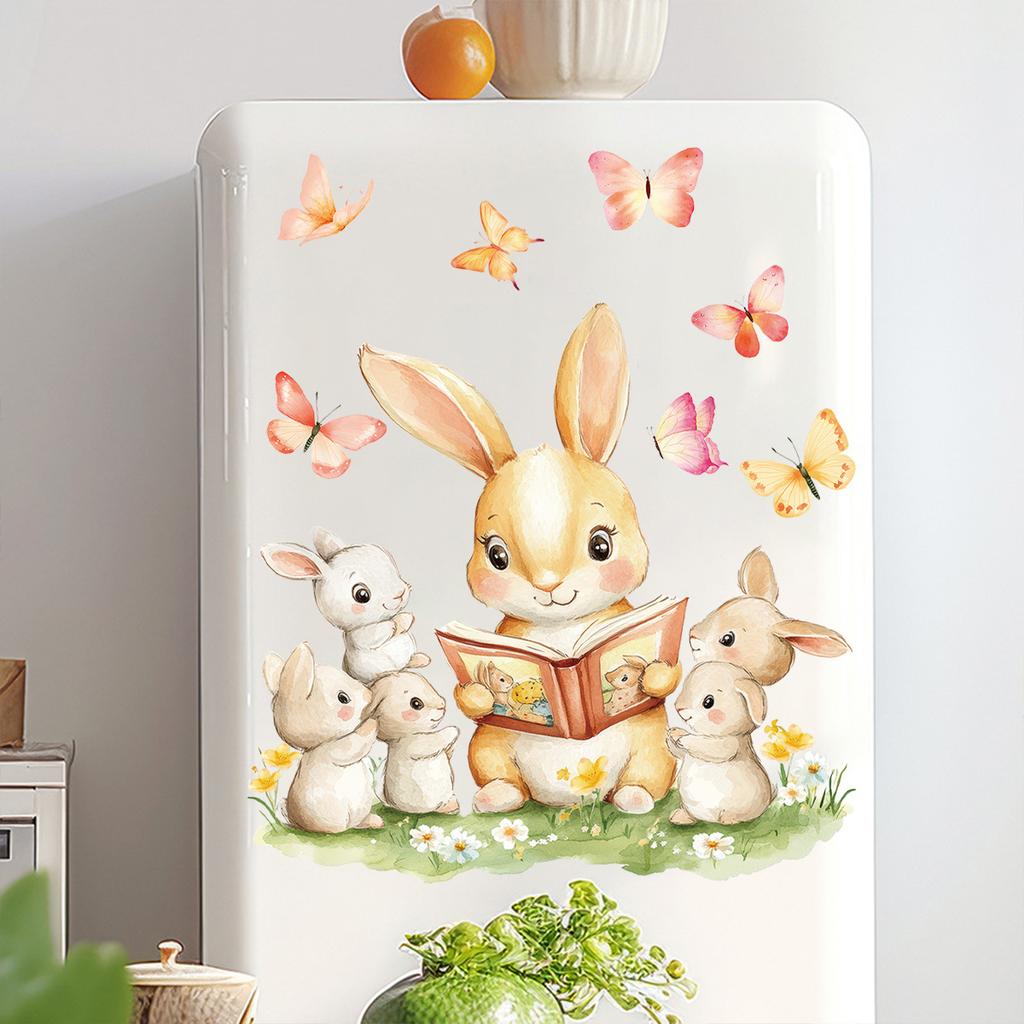 New 2026 Easter Bunny Static Cling Window Sticker for Glass Decoration Reading Companion