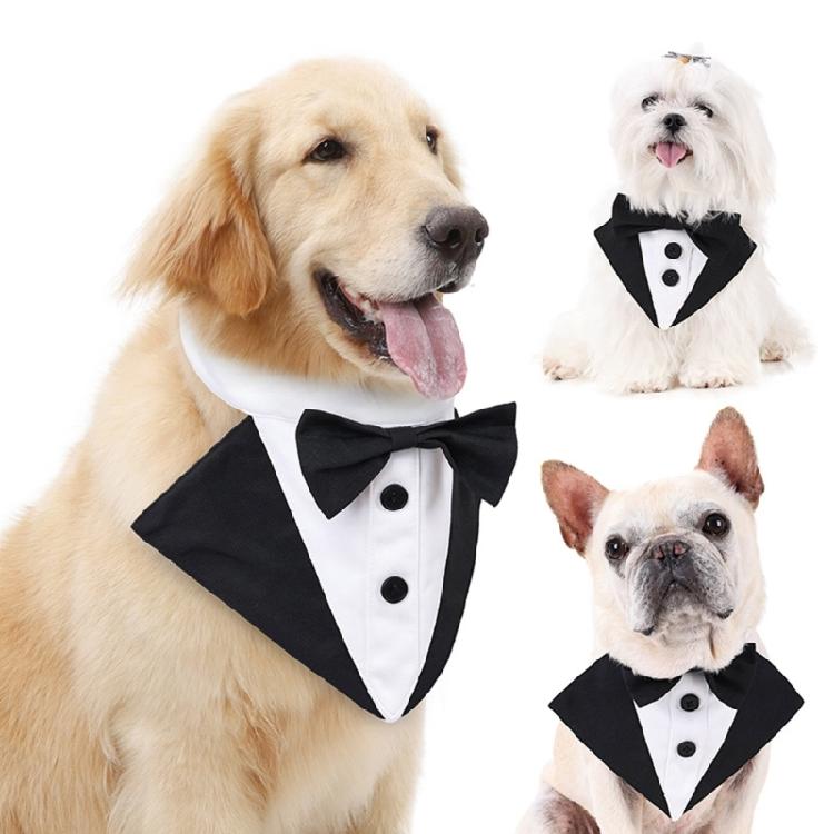 Fashion Pet Party Bowtie Comfortable Dogs Neckwear for Weddings and Birthdays Multiple Size Black Polyester Bandana
