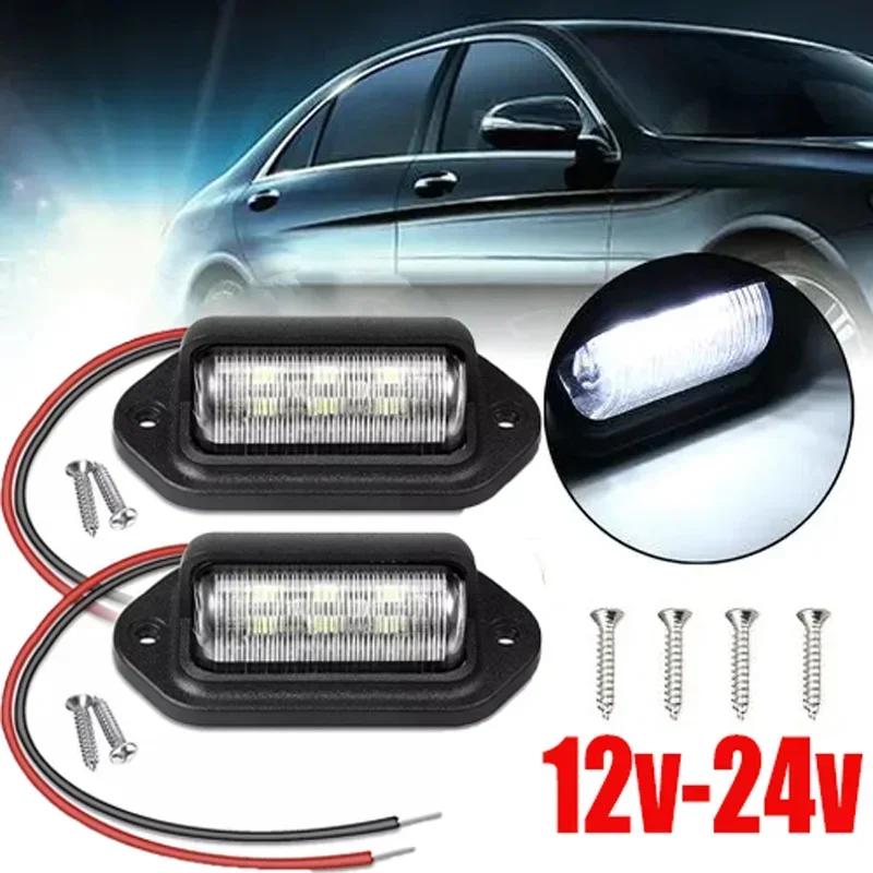 2pcs Truck Side Marker Lights 6 LED Bulbs 12V 24V For SUV Truck Trailer Van Tag Step Lamp Motorcycle Signal Lamp Universal
