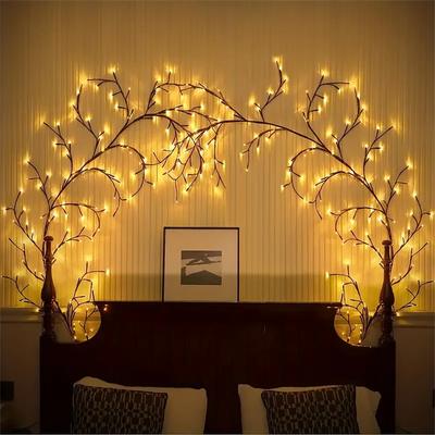 USB Tree Branch Lamp Bedroom Wall Decoration Willow Vine Tree Light Strip 8 Lighting Modes DIY Atmosphere Light Home Lighting