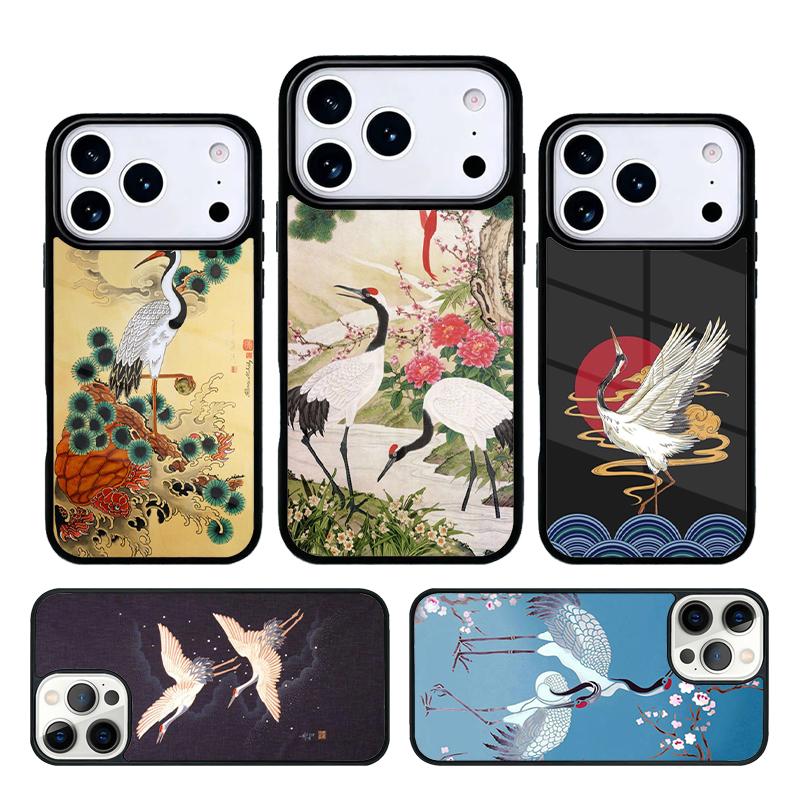 Red-crowned Crane Bird Soft Phone Case For iPhone 17 AIR 16 Pro Max 15 14 Pro 11 12 13 Shockproof Silicone Cover