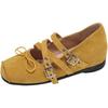 French women's ballet shoes summer new retro bow inner height increase single shoes cross strap Mary Jane shoes women