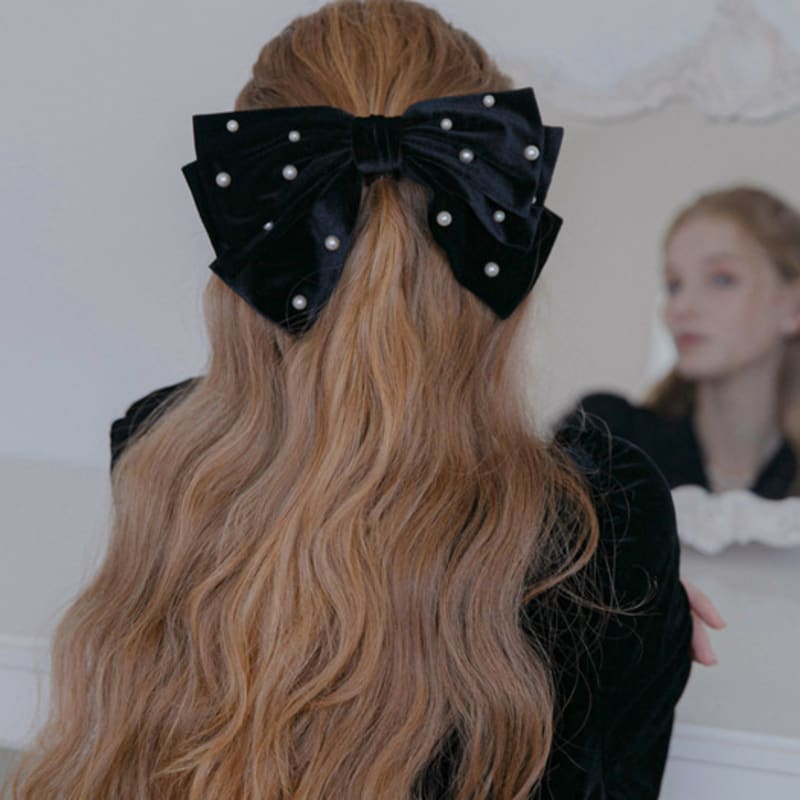 

Jean Paul Clarisse Pearl Velvet Ribbon Pin JP-22-182AB Burgundy