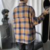 Men's Plaid Shirt: Hong Kong Style, Loose Fit, Long-Sleeve, Youth Streetwear for Spring and Autumn